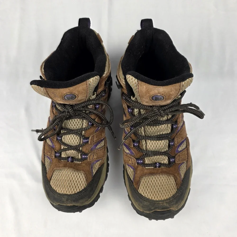 Merrell Womens Hiking Boots Waterproof Bracken Purple Size 8.5‎ Vibram Sole